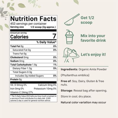 Micro Ingredients Organic Amla Powder (Amalaki) | 32oz, India Origin Gooseberry Powder | Rich in Vitamin C, Antioxidants, Supports Immune, Digestive & Skin Health, Non-GMO, Vegan & Keto Friendly