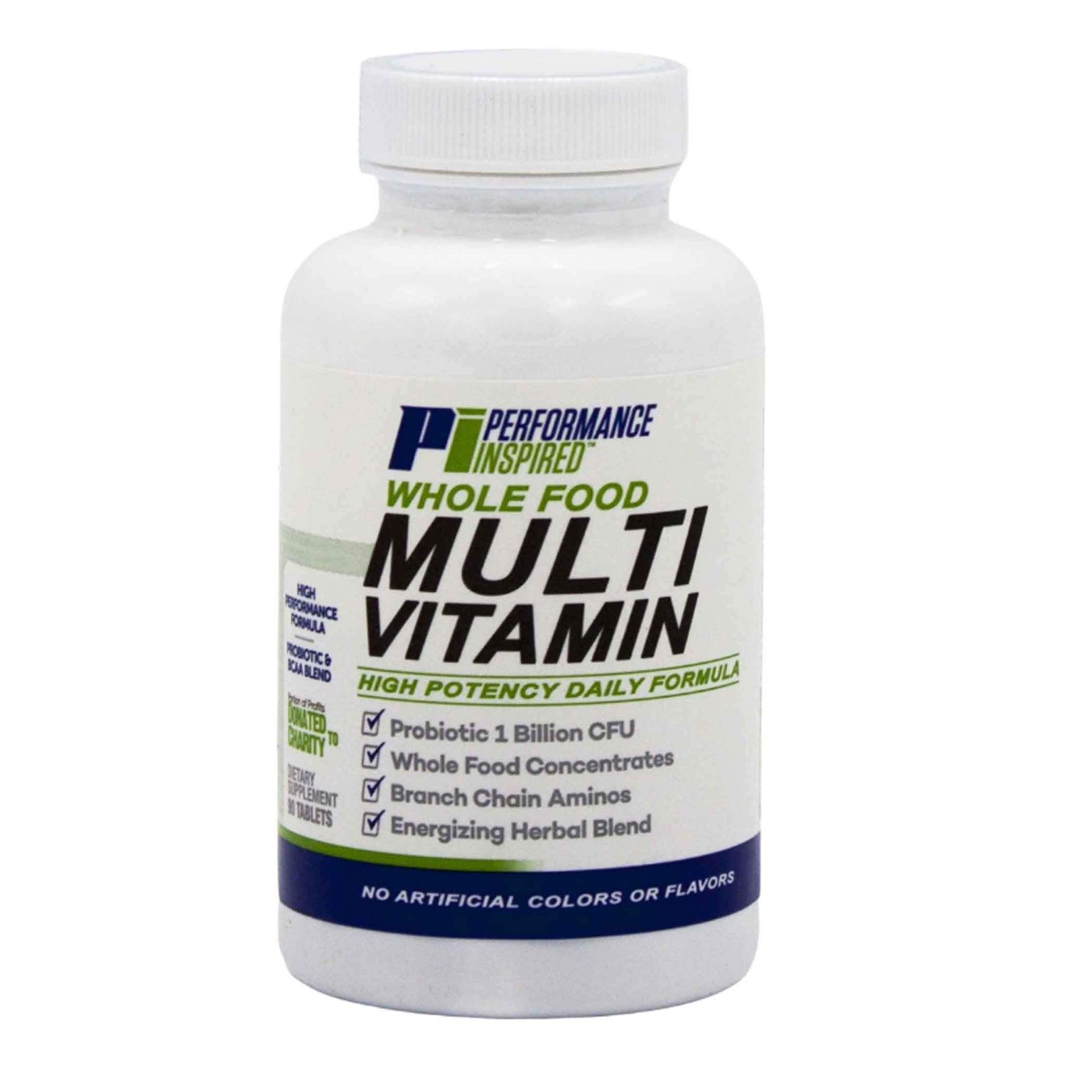 Performance Inspired Nutrition - Whole Food Multi Vitamin  1 Billion CFU Probiotics  BCAAs  Energizing Herbal Complex - 90 Count (Pack of 1)
