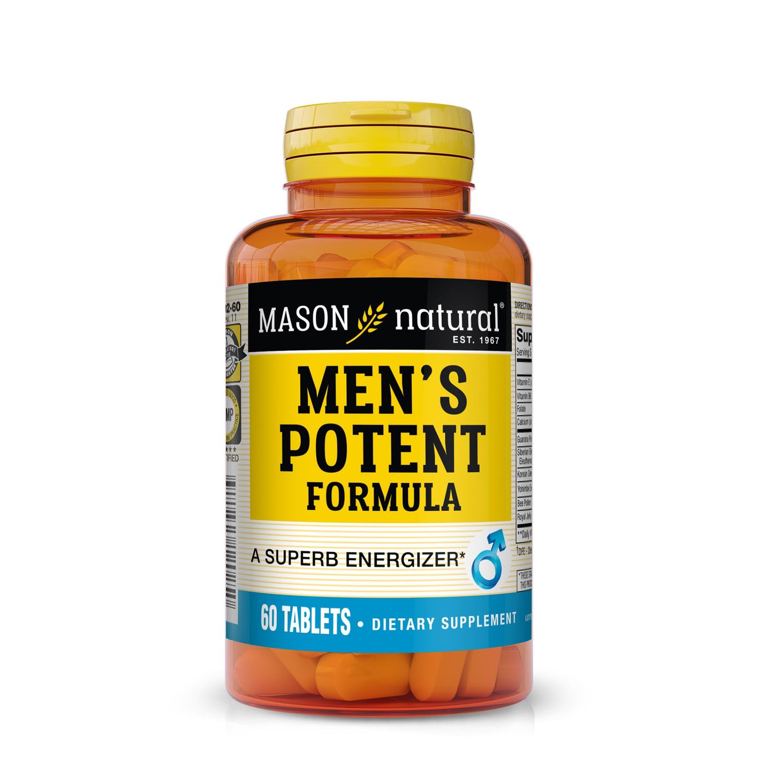 MASON NATURAL Men&#39;s Potent Formula - Supports Energy and Performance, Improved, Endurance, Stamina and Vitality, Herbal Complex Supplement, 60 Tablets