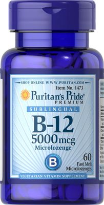 Puritan&#39;s Pride Vitamin B-12 Helps Convert Food into Energy* 5000 Mcg Sublingual- Microlozenges, 60 Count (Pack of 1)