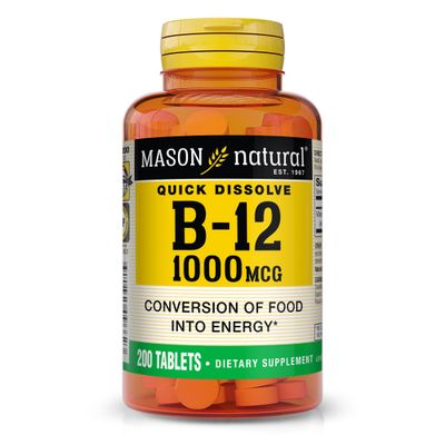 MASON NATURAL B 12 1000 mcg Dissolves Under Tongue Tablets, 200 Count