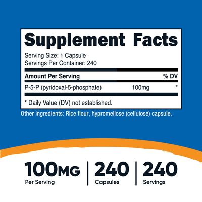 Nutricost P5P Vitamin B6 Supplement 100mg, 240 Capsules (Pyridoxal-5-Phosphate) - Vegetarian Friendly, Non-GMO, Gluten Free