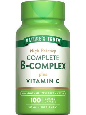 Nature&#39;s Truth Vitamin B Complex Plus Vitamin C | 100 Caplets | Vegan, Non-GMO &amp; Gluten Free Supplement