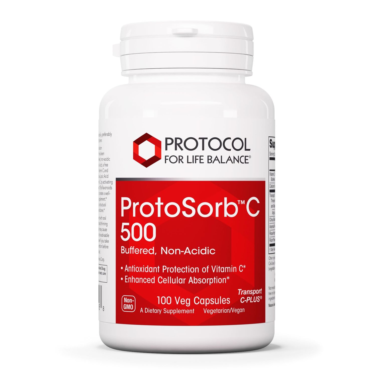 Protocol Protosorb C 500 - Highly Absorbable Vitamin C - for Immune System &amp; Bone Health Supplement* - with Alpha-Lipoic Acid - Buffered, Non-Acidic Vitamin C - 100 Veg Caps