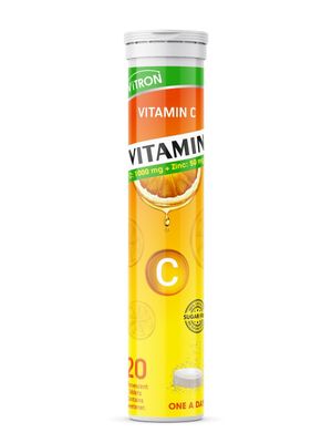 Vitron Evvo Vitamin C 1000mg + Zinc 50mg Effervescent Tablet- (20 Tablets)