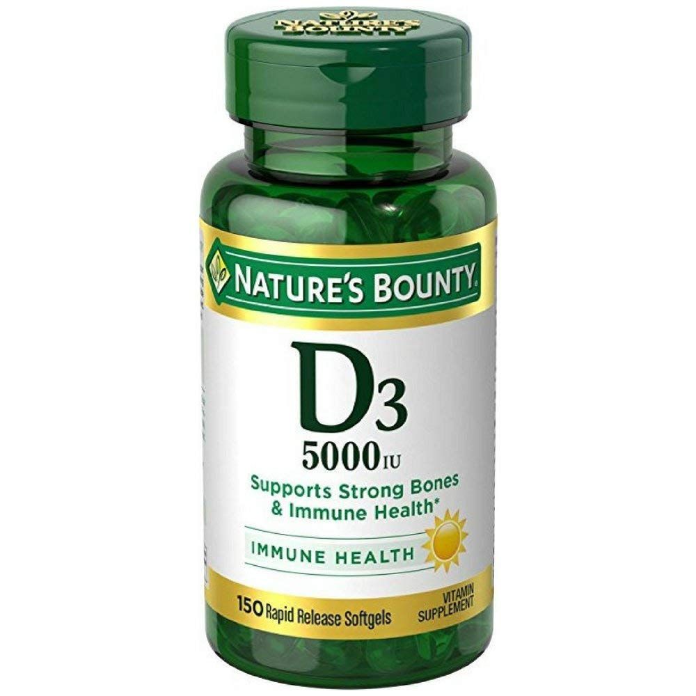 Nature&#39;s Bounty Vitamin D-5000 IU Softgels, Maximum Strength 100 ea (Pack of 4)