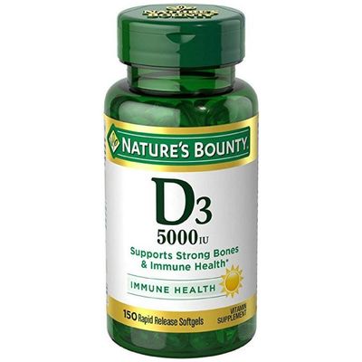 Nature&#39;s Bounty Vitamin D-5000 IU Softgels, Maximum Strength 100 ea (Pack of 4)