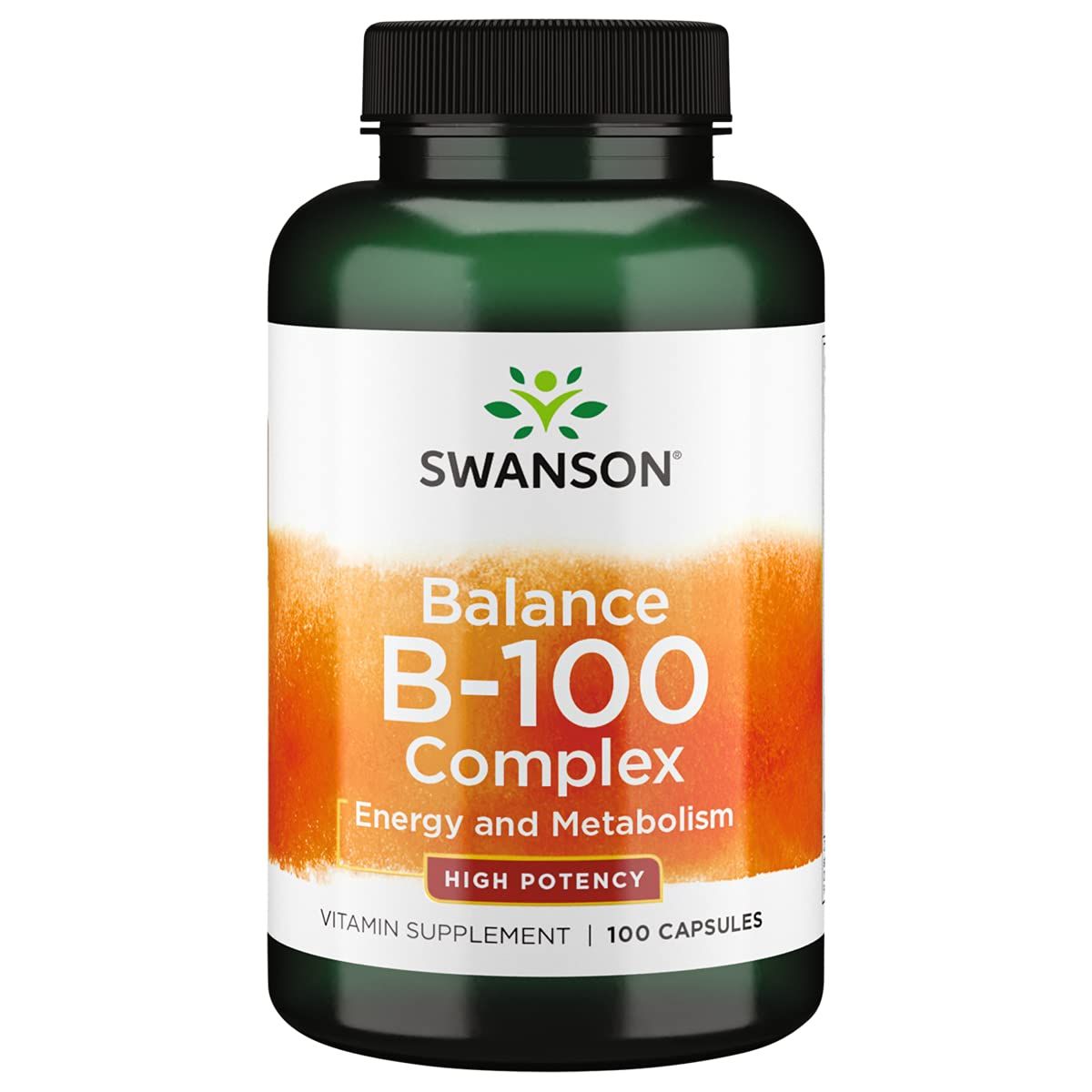 Swanson Vitamin B-100 - Vitamin Supplement Promoting Energy &amp; Metabolism Support - High Potency Formula Supporting Heart Health, Brain Health &amp; Nervous Function - (100 Capsules)