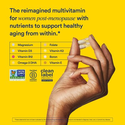 Ritual Multivitamin for Women 50+, Menopause Supplements with Vitamin D3, K2 and Magnesium for Bone Support*, Omega-3 DHA, Vitamin B12, Non-GMO, Mint Essenced, 30 Day Supply, 60 Vegan Capsules