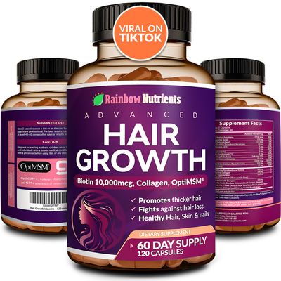 Hair Growth Vitamins for Women | Biotin 10,000mcg, Collagen, Patented OptiMSM, goMCT, Saw Palmetto | Naturally Regrow Stronger &amp; Healthier Hair, Skin and Nails | Stops Hair Loss | 60 Day Supply