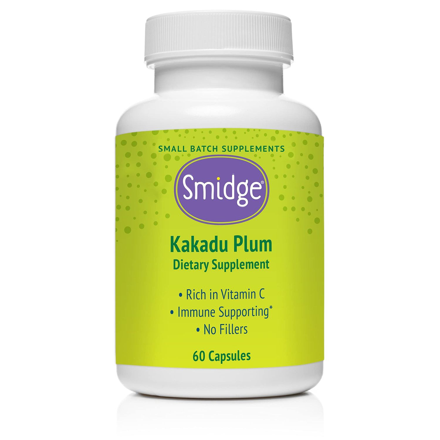 Smidge Kakadu Plum Capsules, 60 ct. Pure, Non-GMO Vitamin C from Australian Kakadu Plum. No Fillers, No Ascorbic Acid