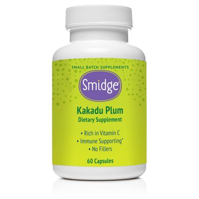 Smidge Kakadu Plum Capsules, 60 ct. Pure, Non-GMO Vitamin C from Australian Kakadu Plum. No Fillers, No Ascorbic Acid