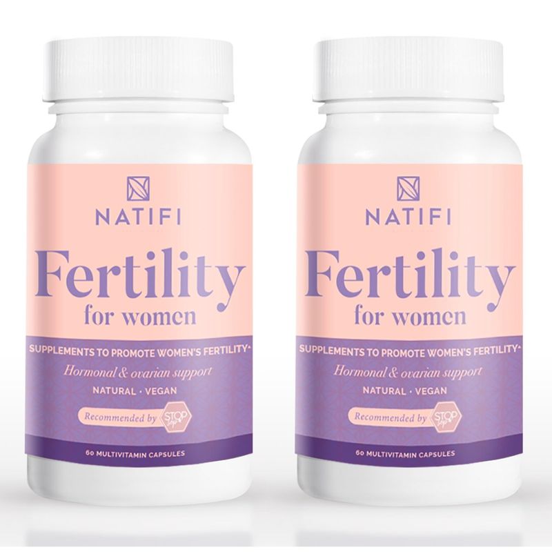 Natifi (2 Bottles Fertility Prenatal Vitamins Regulate Cycles Balance Hormones, Aid Ovulation. Conception Multivitamin for Women. 60 Caps Folic Acid, Myo Inositol, Vitex