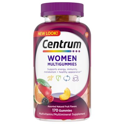 Centrum Multigummies Women&#39;s Gummy Vitamins, Multivitamin Supplement for Women, Assorted Fruit, 170 Count (Pack of 1)
