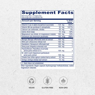 Vitanica Women's Phase I, Premenstrual Support, Vegan, 120 Capsules