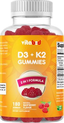 Vitabod Vitamin D3 K2 Gummies - Bone &amp; Heart Health - 180 Pectin Based Gummies