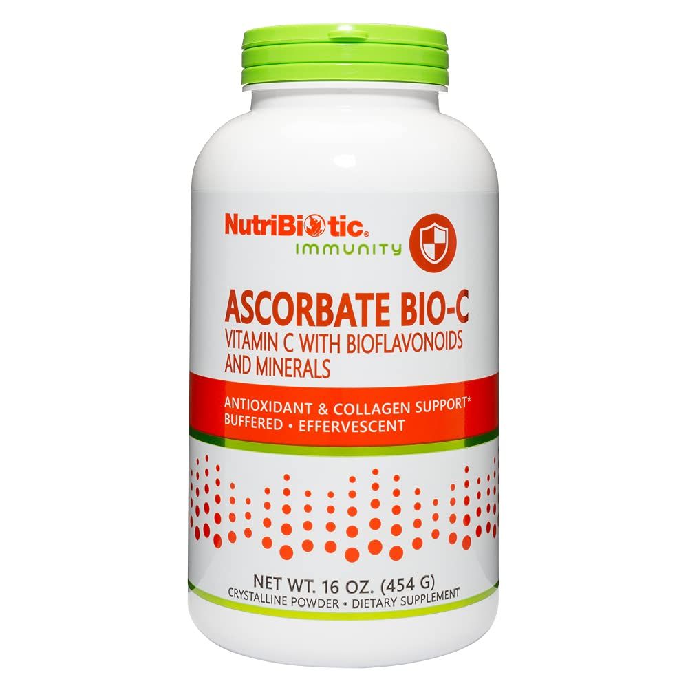 NutriBiotic - Ascorbate Bio-C, 16 Oz | Effervescent Vitamin C Powder With Lemon Bioflavonoids &amp; Minerals Calcium, Magnesium, Zinc, Selenium &amp; More | Bioavailable Antioxidant &amp; Collagen Support | Vegan