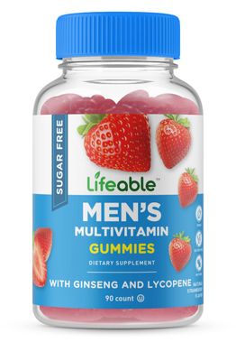 Lifeable Sugar Free Multivitamin for Men Gummies | VIT A, C, D, E, B1, B2, Niacin, B5, B6, Folate, B12, Biotin, Iodine, Zinc, Chromium, Ginseng, Lycopene, Inositol | Sugar Free Vitamins | 90 Gummies