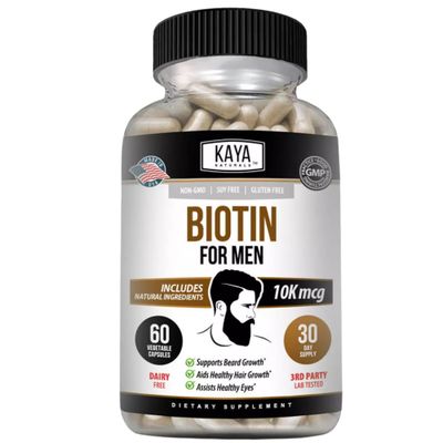 Kaya Naturals Men&#39;s Biotin Promotes Beard &amp; Hair Growth Healthy Skin Metabolic Booster 60ct