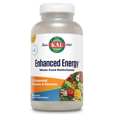 KAL Enhanced Energy Multivitamin | Whole Food Based Vitamins &amp; Minerals w/ Antioxidants, Digestive Enzymes &amp; Natural Carotenoids | 180 Capsules