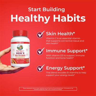 MaryRuth Organics Mens Multivitamins Gummies | Vegan Mens Vitamins | Mens Daily Multivitamins for Immune Support | Non-GMO &amp; Gluten Free Vitamins for Men | 0g Sugar Per Serving | 60 Count