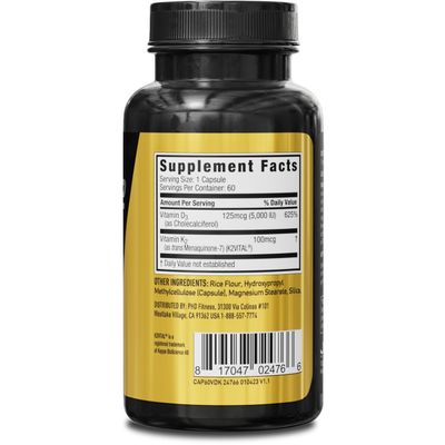 JYM D3 + K2 with 5000iu D3 &amp; 100mcg of Vitamin K2 as MK-7, Bone, Cardiovascular + Immune Health for Men &amp; Women, Softgel