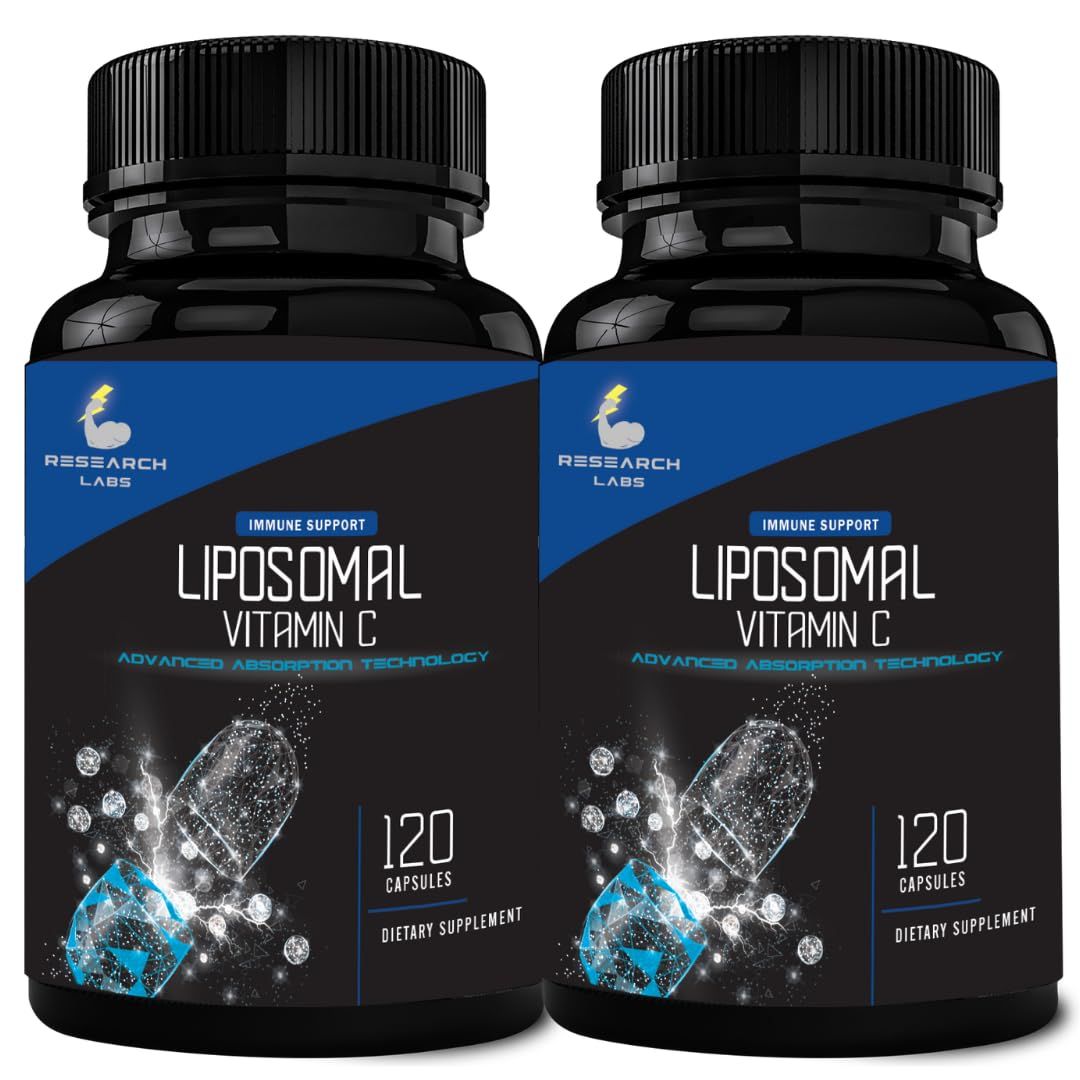 Research Labs Liposomal Vitamin C Supplement w/Enhanced Absorption LipoQuil-C | 2 Fer 1 ad 240 Capsules Total Immune Support Collagen Booster | High Dose Fat Soluble Vita C 1000mg Buffered | Non GMO