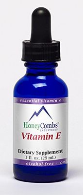 HoneyCombs Vitamin E Drops - High Potency D-Alpha Tocopherol Liquid - Vegan, Alcohol-Free Non-GMO Oral Vitamin E Liquid - Antioxidant VIT E Dropper Supports Blood, Heart, Skin &amp; Immune Health