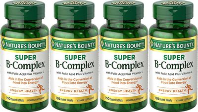 Nature&#39;s Bounty B-Complex with Folic Acid Plus Vitamin C, Tablets 150 Each (Pack of 4)