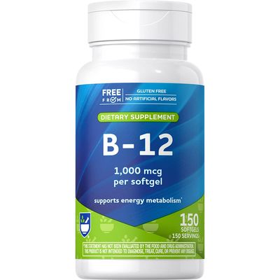 Rite Aid B-12 Softgels 1000mcg, 150 Count, Supports Energy Metabolism and Nervous System Health, for Men and Women