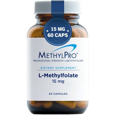 MethylPro 15mg L-Methylfolate - Professional Strength Active Methylfolate, 5-MTHF Supplement for Mood Support &amp; Brain Health - Non-GMO + Gluten-Free with No Fillers (60 Capsules)