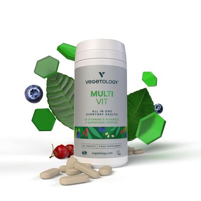 VEGETOLOGY MultiVit Vegan Multivitamin Supplement, 26 Vitamin &amp; Minerals - Vitamin Supplements for Metabolic, Brain Function &amp; Immune Support - Multivitamin for Women, Men &amp; Children