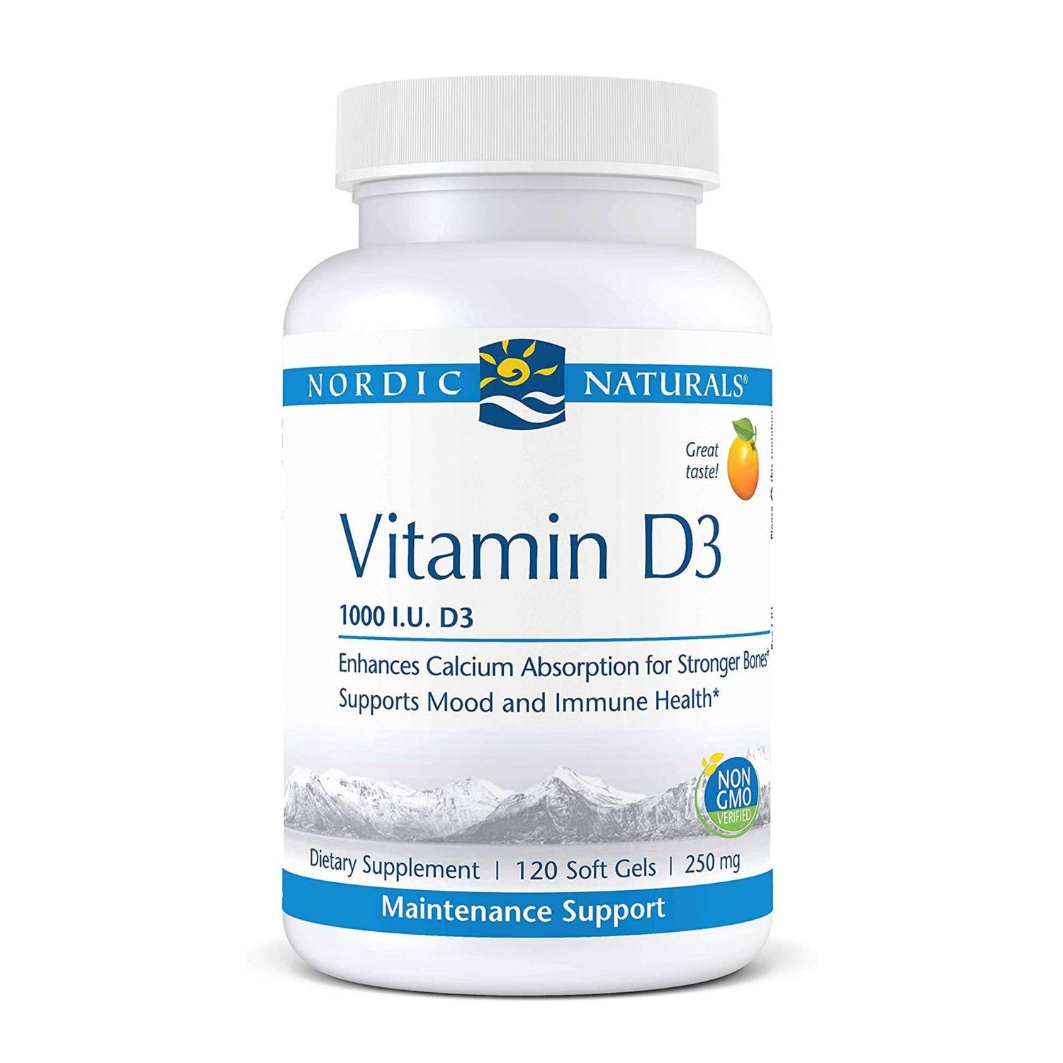Nordic Naturals Pro Vitamin D3 1000, Orange - 120 Mini Soft Gels - 1000 IU Vitamin D3 - Supports Healthy Bones, Mood &amp; Immune System Function - Non-GMO - 120 Servings