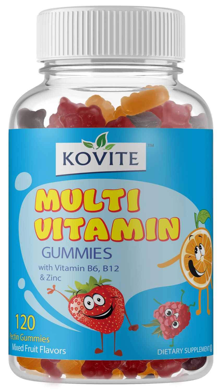 Kovite Childrens Multi Vitamin &amp; Mineral with B6- B12 &amp; Zinc Gummy - Assorted Fruit Flavor - 120 Gummies