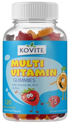 Kovite Childrens Multi Vitamin &amp; Mineral with B6- B12 &amp; Zinc Gummy - Assorted Fruit Flavor - 120 Gummies