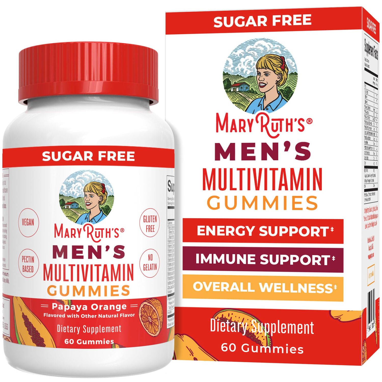 MaryRuth Organics Mens Multivitamins Gummies | Vegan Mens Vitamins | Mens Daily Multivitamins for Immune Support | Non-GMO &amp; Gluten Free Vitamins for Men | 0g Sugar Per Serving | 60 Count