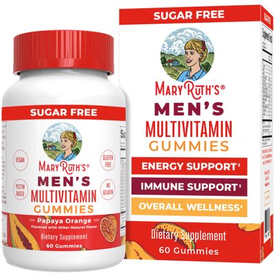 MaryRuth Organics Mens Multivitamins Gummies | Vegan Mens Vitamins | Mens Daily Multivitamins for Immune Support | Non-GMO &amp; Gluten Free Vitamins for Men | 0g Sugar Per Serving | 60 Count
