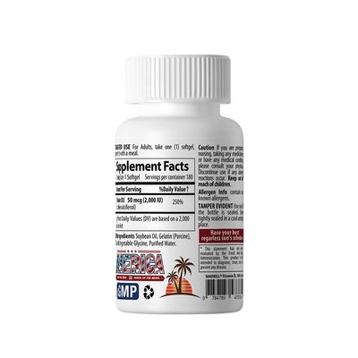 NANOWELL Vitamin D3 2000 IU 180 Softgels X 2 Bottles - Immune Support Supplement (360 Count)