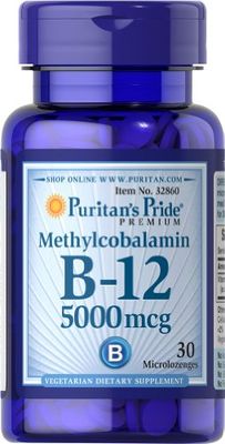 Puritan&#39;s Pride Methylcobalamin Vitamin B-12 5000 Mcg-30 Microlozenges, 30 Count