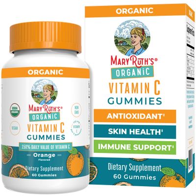 MaryRuth Organics Adult Vitamin C Gummies | USDA Organic | Vegan Chewable Vitamin C Gummies for Ages 4+ | for Immune Support &amp; Overall Wellness | Vegan | Non-GMO | Orange Flavor | 60 Count