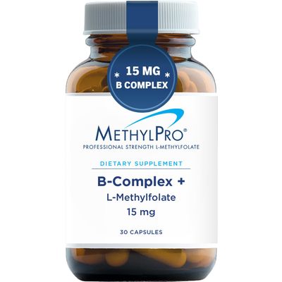 MethylPro B Complex + 15mg L-Methylfolate - Professional Strength Vitamin B Complex + Folate Supplement for Energy, Mood + Immune Support - Vitamin B12, Vitamin B6, Vitamin C + More - (30 Capsules)