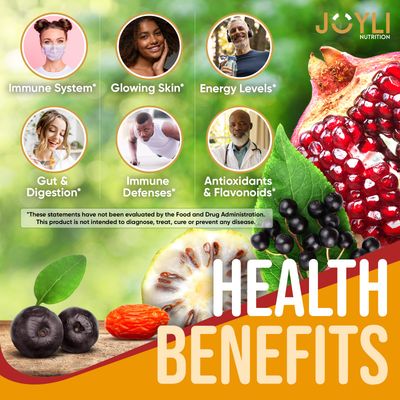 Joyli Superfruit Gummies - Sugar-Free Fruit Multivitamin Gummies for Adults - Natural Gummy Vitamins for Women &amp; Men with Goji, Elderberry, Vitamins A, C, D &amp; E - Supports Immunity, Digestion &amp; Energy