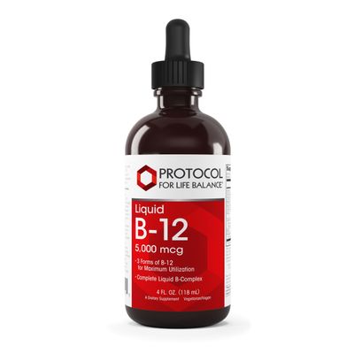 Protocol Liquid B-12 5,000mcg - Nervous System Support* - with B Vitamins - Dairy Free &amp; Vegan Vitamin B Liquid - 4 fl oz
