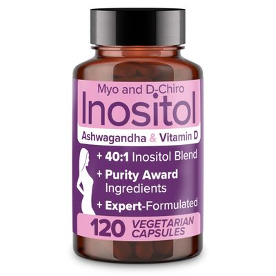 Intimate Rose Myo-Inositol &amp; D-Chiro Inositol Supplement - 40:1 Blend + Vitamin D3 + Ashwagandha - Vegan Capsule - Inositol Supplement - Clean Label Project Certified