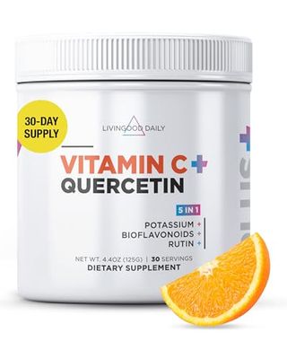 Livingood Daily High Dose Vitamin C Powder Supplement - 2,600mg Ascorbic Acid Powder Supports Immunity &amp; Skin Health - Powdered Vitamin C with Quercetin &amp; Citrus Bioflavonoids - Vegan, 30 Servings