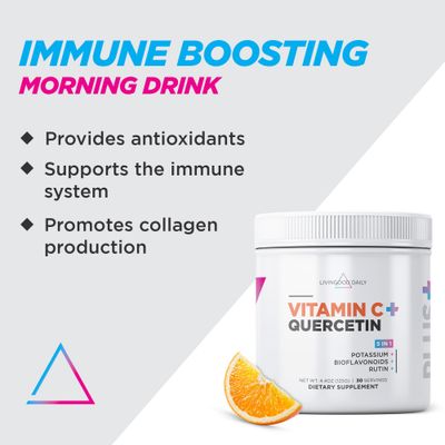 Livingood Daily High Dose Vitamin C Powder Supplement - 2,600mg Ascorbic Acid Powder Supports Immunity & Skin Health - Powdered Vitamin C with Quercetin & Citrus Bioflavonoids - Vegan, 30 Servings