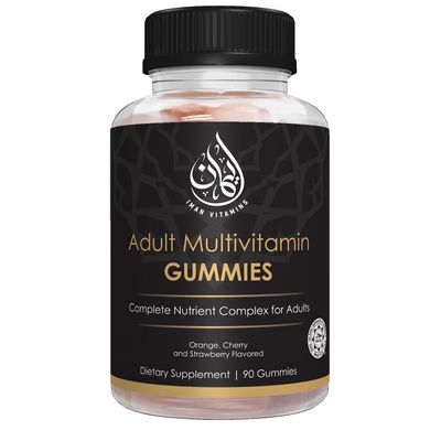 Iman Vitamins Halal Complete Complex Adult Multivitamin Gummies | Natural Immune Boost for Men &amp; Women | Vegetarian &amp; Non-GMO | Gluten, Gelatin, Peanut &amp; Dairy-Free Vitamin Gummy | 90 Count
