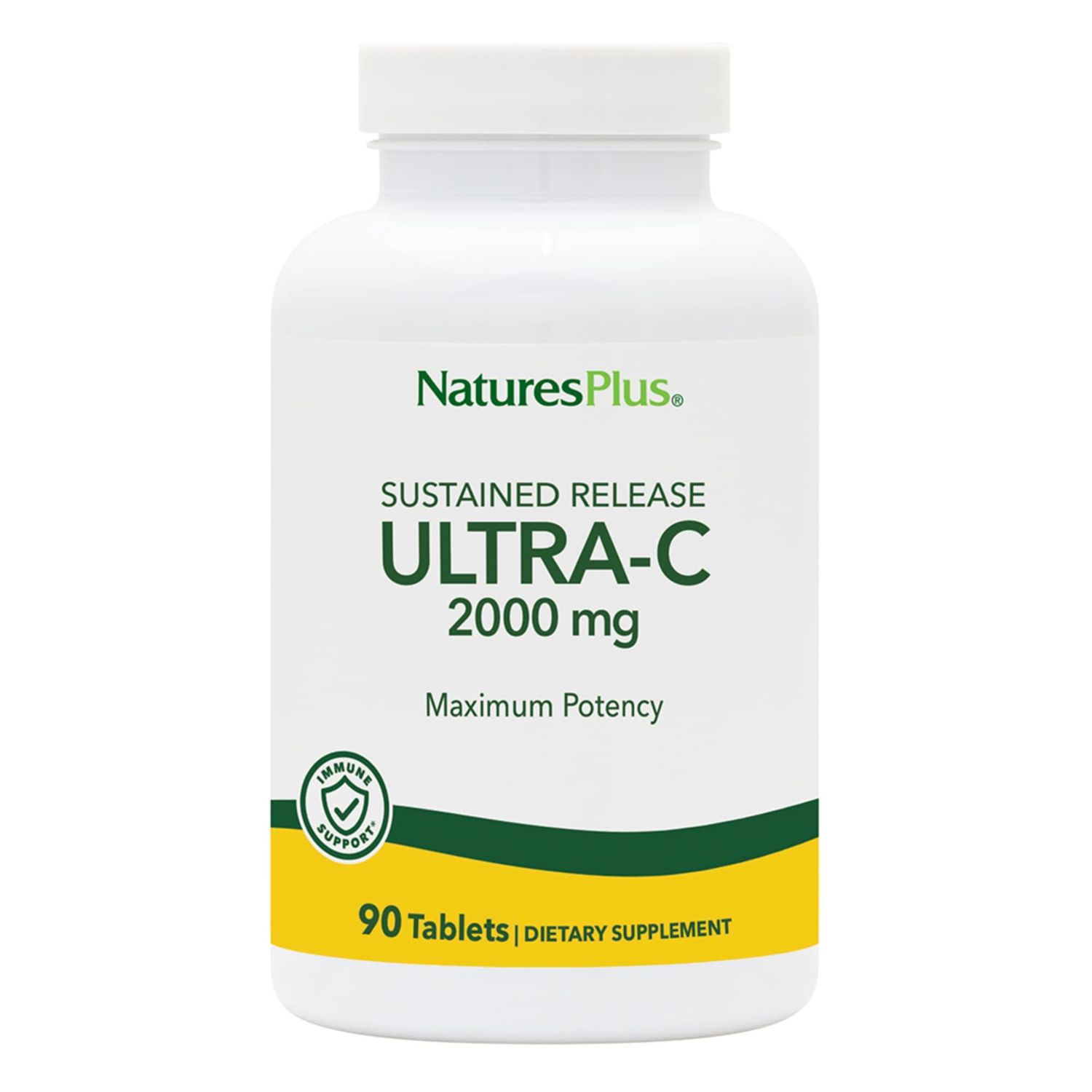 Natures Plus Ultra C W/Rose HIPS, Sustained Released - 2000 mg, 90 Vegetarian Tablets - Maximum Potency Immune Support, Antioxidant - Free-Radical Defense - Gluten-Free - 90 Servings