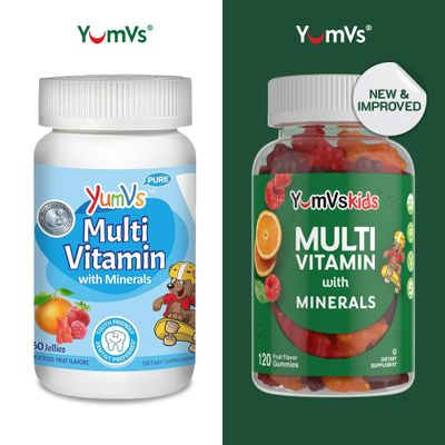 YumVs Kids Multivitamin Gummies - Fruit Flavored Chewable Children's Multivitamin - Kids Vitamins Multivitamin Gummy with 12 Minerals & Vitamins A C D3 E B6 B12 - Kosher Halal Gluten Free (120 Count)
