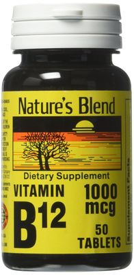 Nature&#39;s Blend Vitamin B12 Tablets, 1000 mcg, 50 Tabs